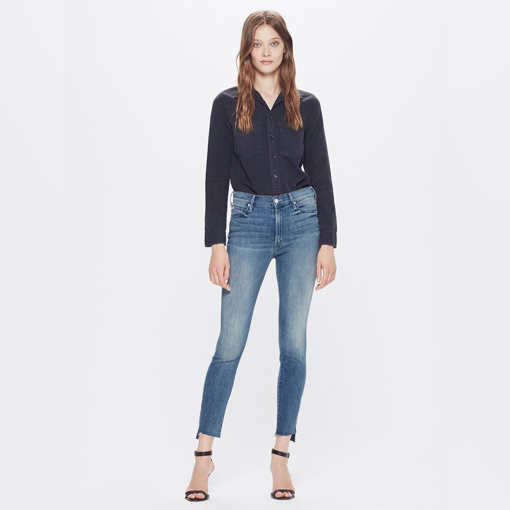 Mother Jeans Stunner Zip Ankle Step Fray Good Girls Do Wash Blue Size 29 - Picture 3 of 14